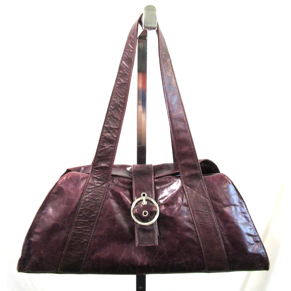 Tano Purple Leather Shoulder Satchel Handbag